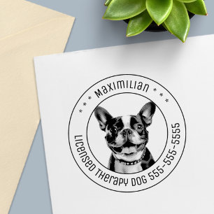 French Bulldog Dog Pet Photo Round Self-inking Stamp