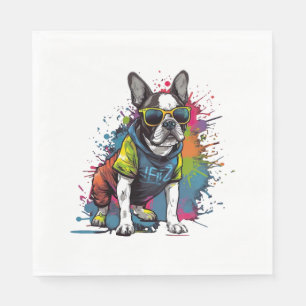 French Bulldog Dog Pug for a Dog owner Frenchie Napkin