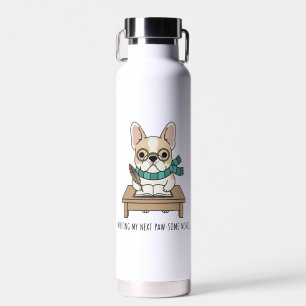 French Bulldog Dog Puppy Creative Writing Glasses Water Bottle