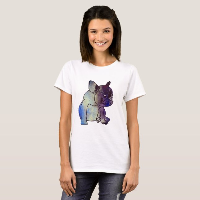 French Bulldog Dog Puppy Watercolor Art Shirt (Front Full)