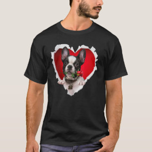 French Bulldog Dog Rose Heart Valentines Day Coupl T-Shirt