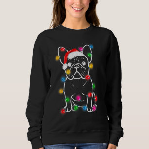 French Bulldog Dog Santa Hat Lights Xmas Pajama Ho Sweatshirt