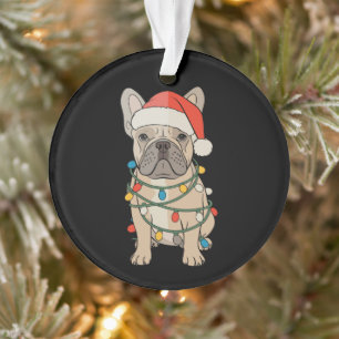 French Bulldog Dog Santa Hat Merry Christmas Xmas Ornament