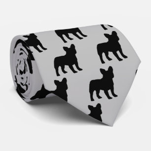 French Bulldog Dog Silhouette Tie