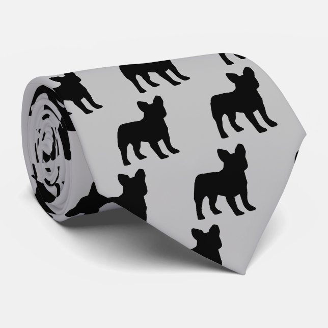 French Bulldog Dog Silhouette Tie (Rolled)