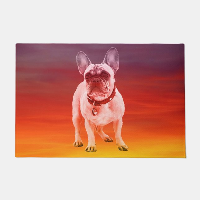 French Bulldog Dog Sitting On Beach Doormat (Front)