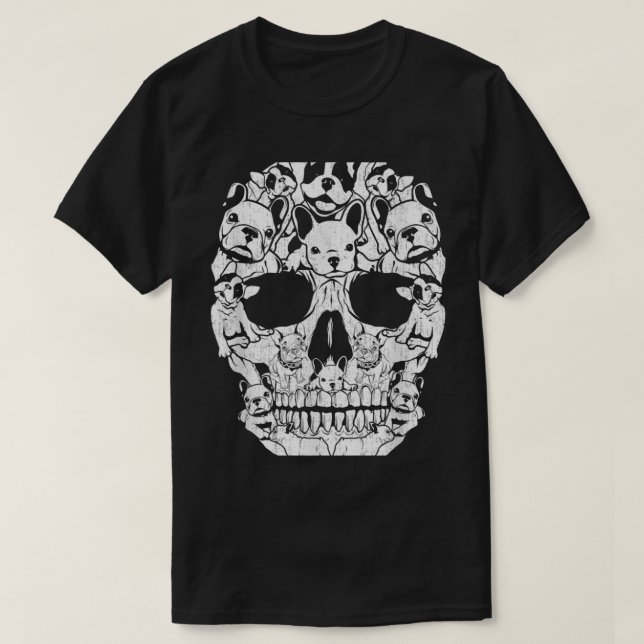 French Bulldog Dog Skull Halloween Costumes Gift  T-Shirt (Design Front)
