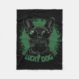 French Bulldog Dog - St. Patrick's Day Saint Paddy Fleece Blanket
