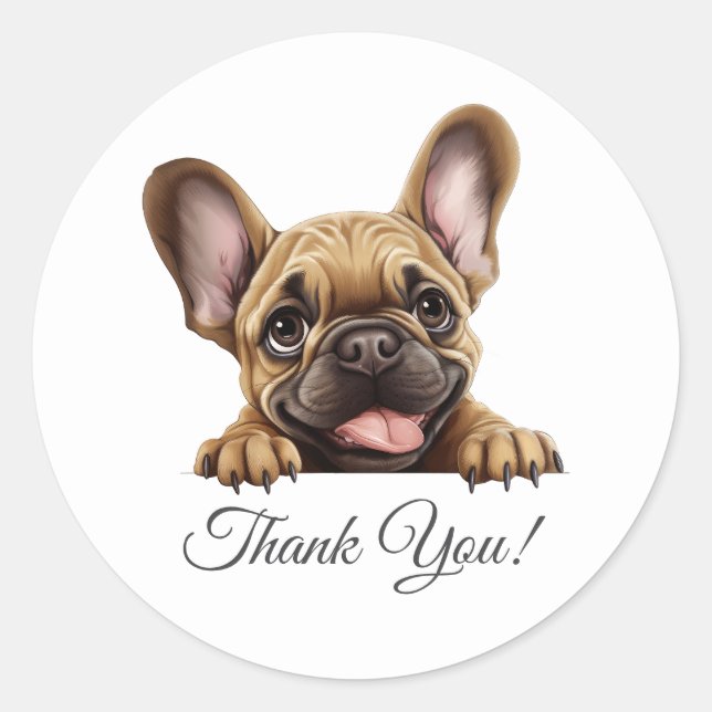 French Bulldog Dog Thank You Classic Round Sticker (Front)