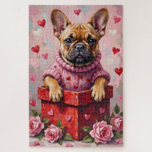 French Bulldog Dog Valentine's Day Candy Box Jigsaw Puzzle