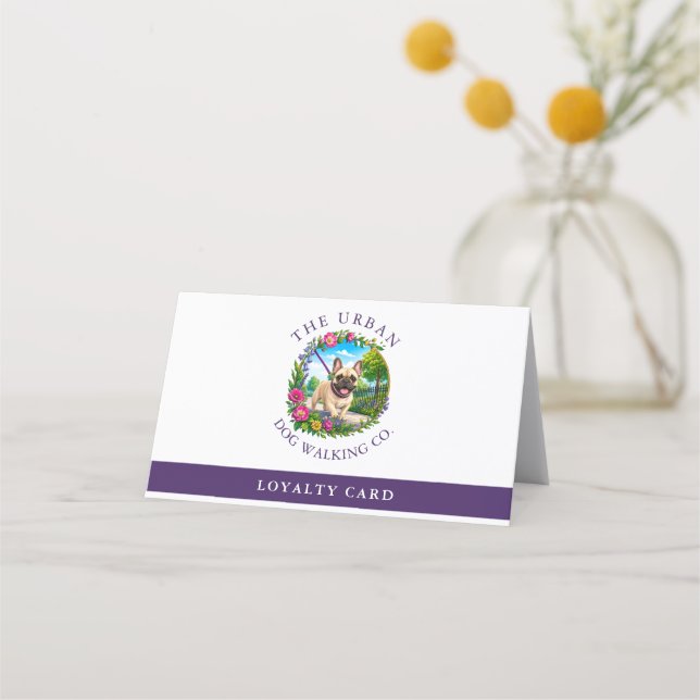 French Bulldog Dog Walker Custom Loyalty Card  (Front)