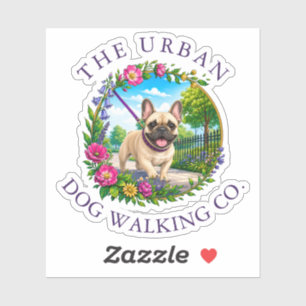 French Bulldog Dog Walker Day Care Vinyl Sticker