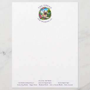 French Bulldog Dog Walker Logo Letterhead