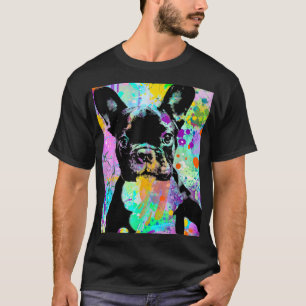 French Bulldog Dog Watercolor Splash Frenchie Love T-Shirt