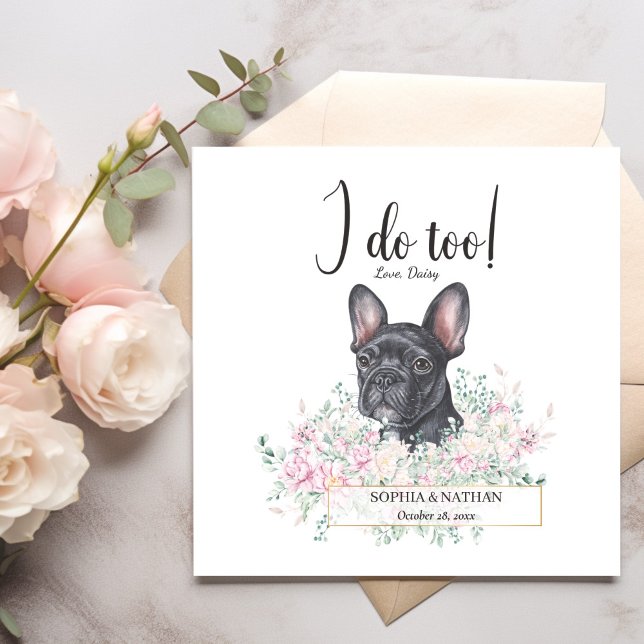French Bulldog Dog Wedding Cocktail Napkins (Creator Uploaded)