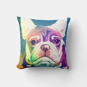 French Bulldog Dog Wild Nature Animal Painting Cushion
