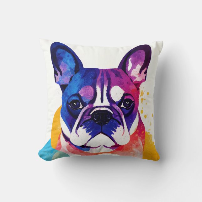 French Bulldog Dog Wild Nature Animal Painting Cushion (Front)