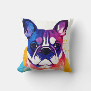 French Bulldog Dog Wild Nature Animal Painting Cushion