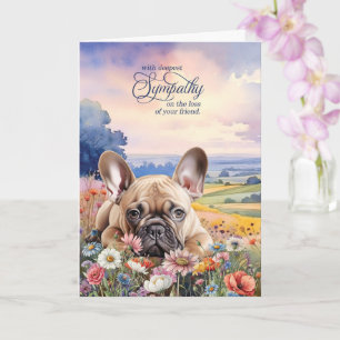 French Bulldog Dog with Wildflowers Pet Sympathy Card