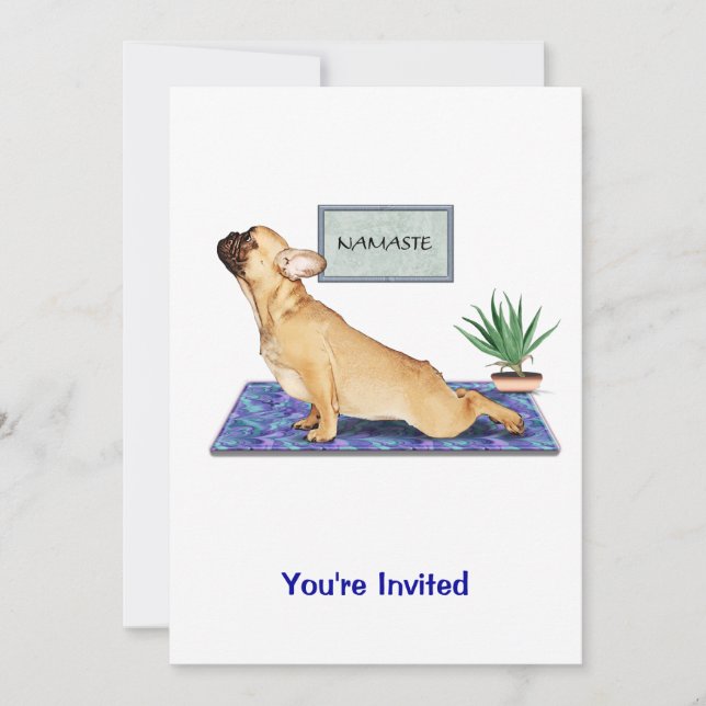 French Bulldog Doing Upward Dog Yoga Pose Invitation (Front)