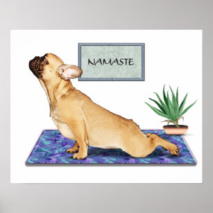 French Bulldog Doing Upward Dog Yoga Pose Poster