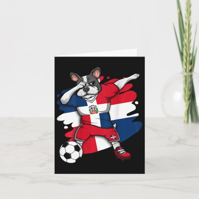 French Bulldog Dominican Republic Soccer Fans Foot Card (Front)