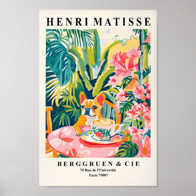 French Bulldog Drinking Coffee, Dopamine Decor, Fu Poster (Front)