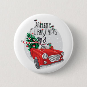 French Bulldog Driving Vintage Car 6 Cm Round Badge