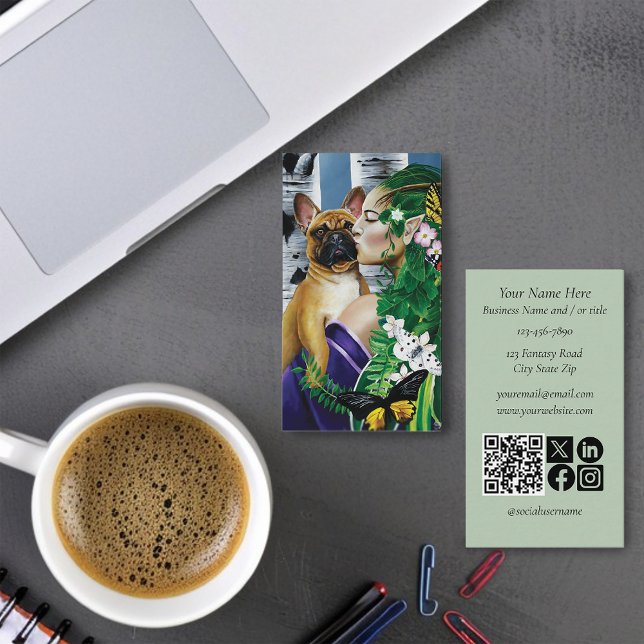 French Bulldog Dryad Fantasy  Business Card (Creator Uploaded)