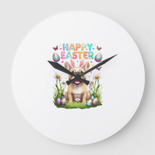 French Bulldog Easter Shirt Funny Frenchie Bunny T Large Clock
