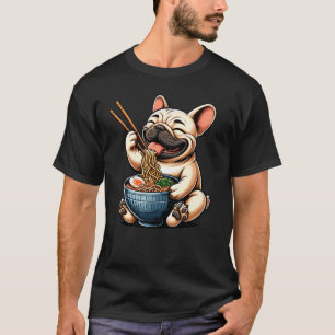 French Bulldog Eating Ramen Noodle Anime Frenchie T-Shirt