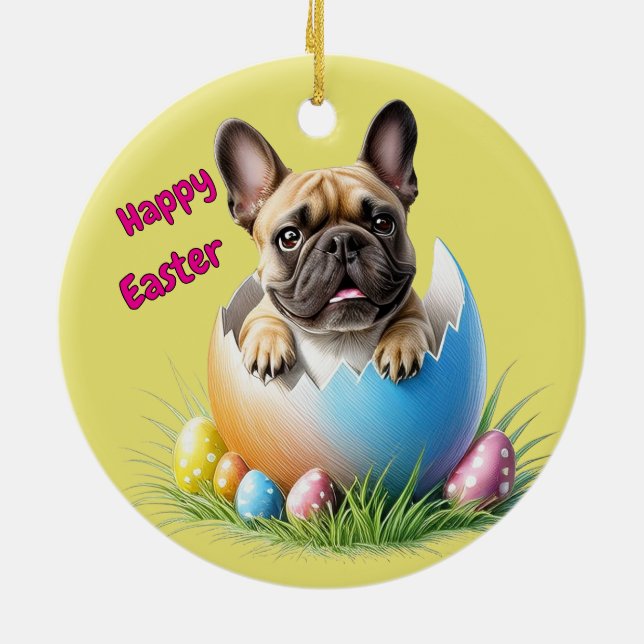 French Bulldog Egg Easter French Bulldog Ceramic Tree Decoration (Back)