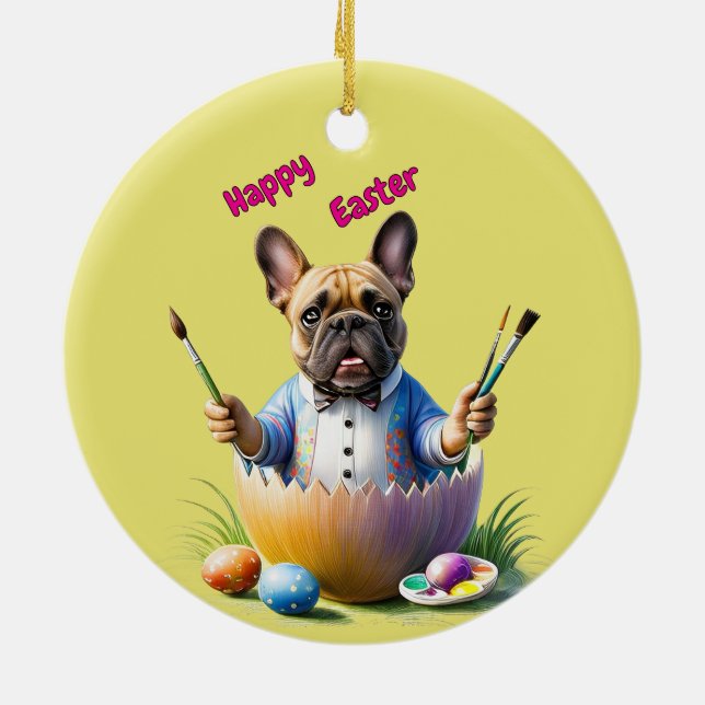French Bulldog Egg Easter French Bulldog Ceramic Tree Decoration (Back)