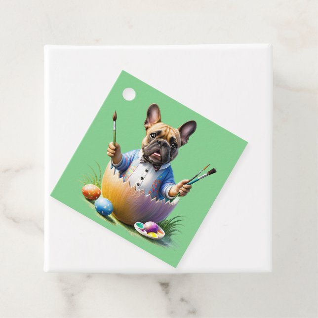 French Bulldog Egg Easter French Bulldog Favour Tags (In Situ)