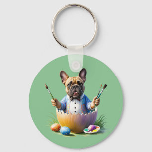 French Bulldog Egg Easter French Bulldog Key Ring