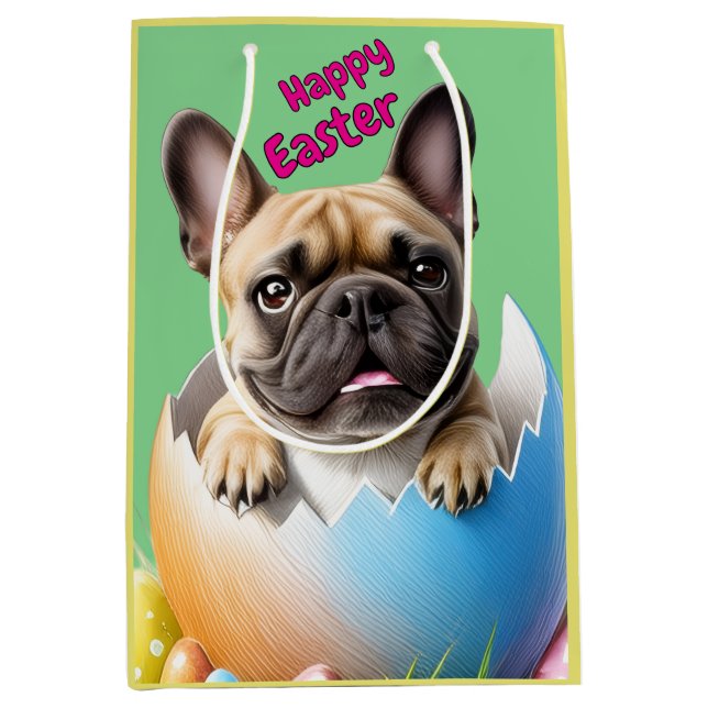 French Bulldog Egg Easter French Bulldog Medium Gift Bag (Front)