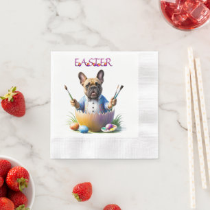 French Bulldog Egg Easter French Bulldog Napkin