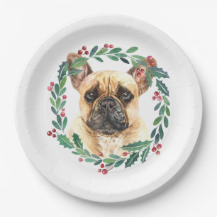 French Bulldog Elegant Dog Christmas Holiday Paper Plate