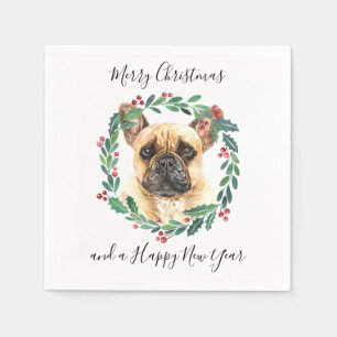 French Bulldog Elegant Dog Merry Christmas Napkin