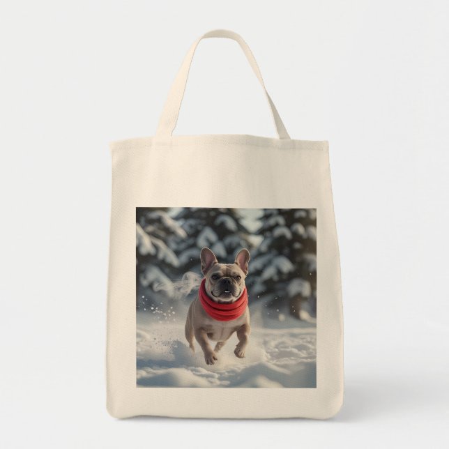 French Bulldog Elegant Grocery Tote Bag (Front)