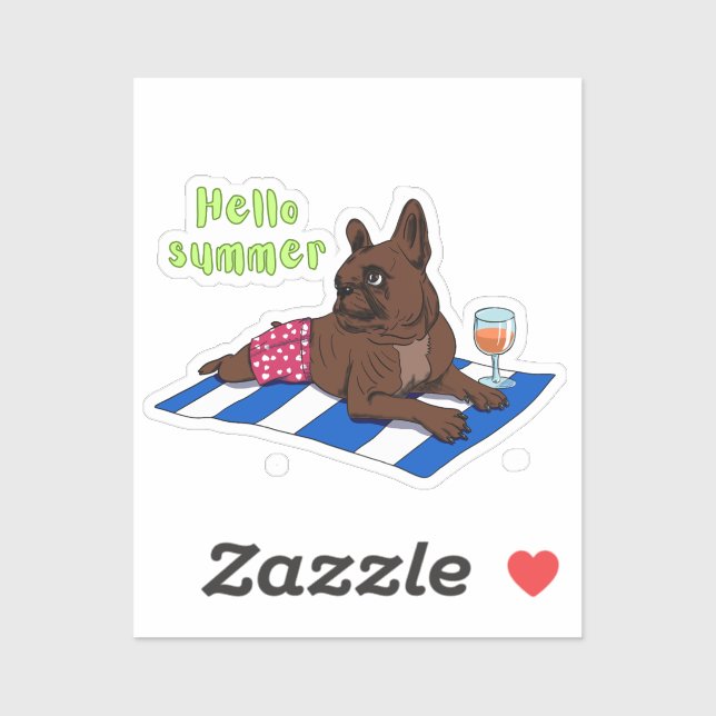  French Bulldog Enjoying the summer Vinyl Sticker (Sheet)