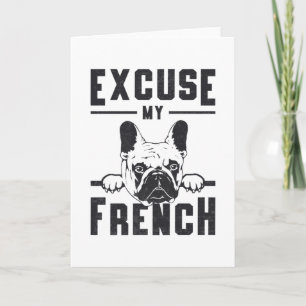 French Bulldog Excuse My French Vintage Funny Gift Card