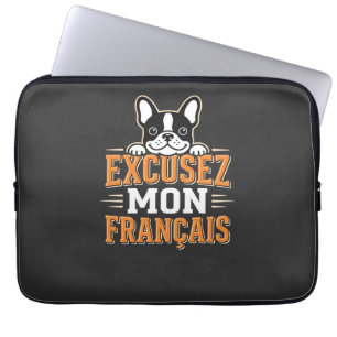 French Bulldog Excusez Mon Franais Design Laptop Sleeve