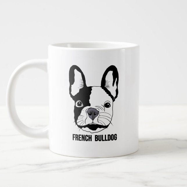 French Bulldog face on  Large Coffee Mug (Left)