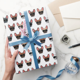 French Bulldog Faces Pattern Wrapping Paper
