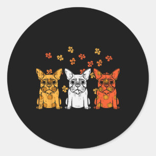 French Bulldog Fall Frenchie Dog Men Women Kids Classic Round Sticker
