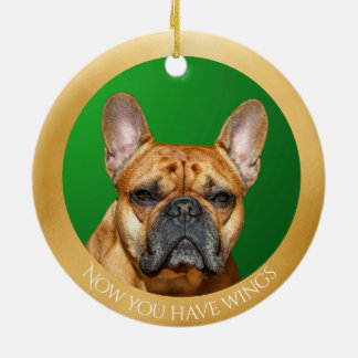 French Bulldog Fawn Angel Personalised Ceramic Tree Decoration