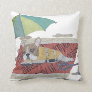 French Bulldog, Fawn Pie Frenchie, Colourful, Cushion