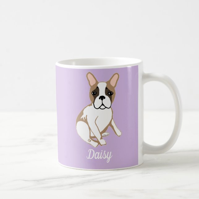 French Bulldog Fawn Pied Lavender Personalised Mug (Right)