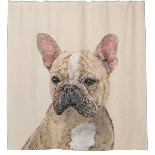 French Bulldog (Fawn Pied) Painting - Dog Art Shower Curtain